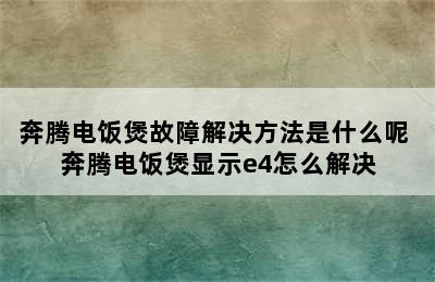 奔腾电饭煲故障解决方法是什么呢 奔腾电饭煲显示e4怎么解决